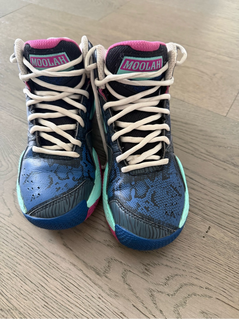 Moolah High-Top Basketball Sneakers, Blue, Teal & Pink
